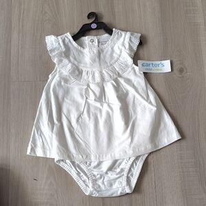 Carter's White Dress with Ruffled Design